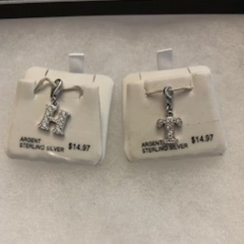 Da Vinci Sterling Silver Letter Charms H or T/ Pendants/Clip on Charms (NEW)
